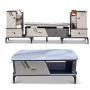 Meuble TV Extensible B2430 avec Table Basse A2430, Ensemble de Salon Moderne Gris Perle