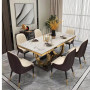 Table à Manger Royale en Marbre avec 6 Chaises, Structure en acier robuste pour maisons et espaces professionnels