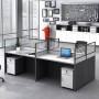 Station de Travail de Bureau en Bois et acier, Noir, 4 Sièges avec Partition