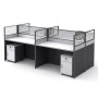 Station de Travail de Bureau en Bois et acier, Noir, 4 Sièges avec Partition