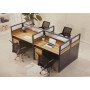 Station de Travail de Bureau en Bois et acier, Noir, 4 Sièges avec Partition