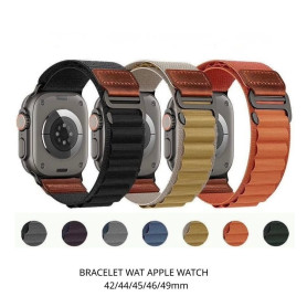 Bracelet Style Boucle Alpine pour Apple Watch, Nylon, 42 à 49 mm, Plusieurs Coloris