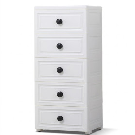 Etagère De Rangement, 5 Tiroirs, Sur Roulettes, Multifonctionnelle en matériau PP - Blanc
