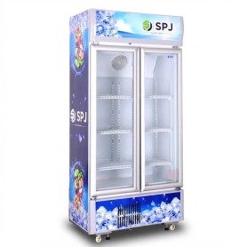 Réfrigérateur vitré SPJ SCCSTW-700C023, 409L, 2 portes, Silencieux, Éclairage LED