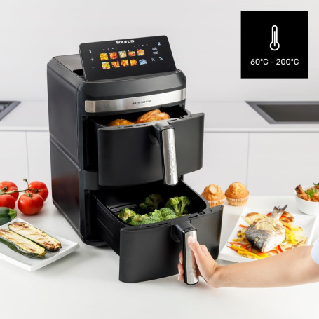 Friteuse à Air Taurus Duo Slim – 13L, 2800W, 2 Paniers, 10 Programmes