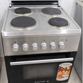 Cuisinière Électrique WESTPOOL 60x60, foyers, four, 100 % électrique, acier inoxydable