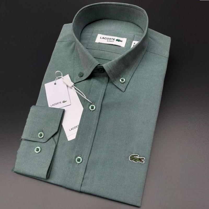 LACOSTE chemise vert 44 XL Extra Large Pit-Pit 26" à manches longues Casual Smart Très bon état 