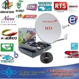 Kit décodeur haute définition Digitsat 9800 + smart antenne satellite SAT 80 CM