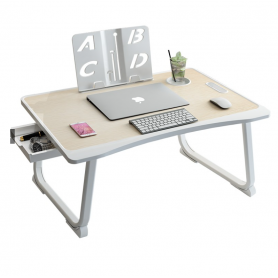 Table de lit, lecture, bureau, ordinateur, petit déjeuner minimaliste portable, avec tiroir en fibre de bois - Gris