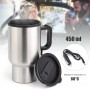 Tasse électrique de chauffage voiture, voyage, café/thé,12V 450Ml en acier inoxydable