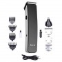 Tondeuse HTC AT-1201 multifonction 5 en 1, USB sans fil pour nez, cheveux barbe électrique rechargeable