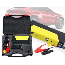 Batterie de secours portable pour voiture, 12V, 16800mAh, multifonction, double USB, éclairage de LED, jaune