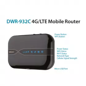 Routeur mobile, modem internet, N300 4G/LTE, USIM, micro-USB, 802.11n/g/b, 10 heures de batterie