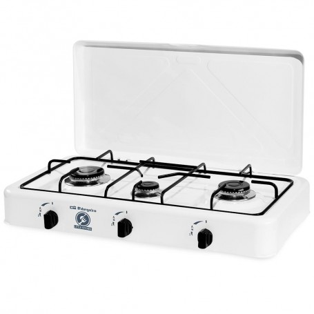 Réchaud, cuisinière à gaz butane, Orbegozo FO 3450, 3 brûleurs, 750W, 1400W et 1800W