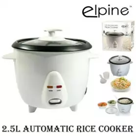 Cuiseur à riz Elpine 31203C, 2.5 litres, 900W, antiadhésif, automatique, blanc