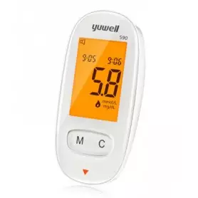 Glucomètre Yuwell 590, appareil médical pour test de diabète, moniteur de sucre dans le sang, affichage numérique LCD
