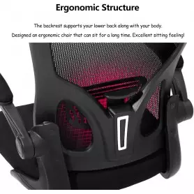 Chaise de bureau ergonomique réglable en maille avec dossier haut, assise à rebond élevé et appuie-tête réglable