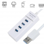 Adaptateur, 4-Port Hub, USB 3.0, High Speed, pour ordinateur, PC, Tablette (Blanc)