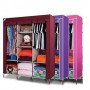 Armoire de rangement d’habits Portative 3 battants avec Housse en Tissu – 130×45×175 cm