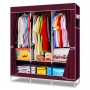Armoire de rangement d’habits Portative 3 battants avec Housse en Tissu – 130×45×175 cm