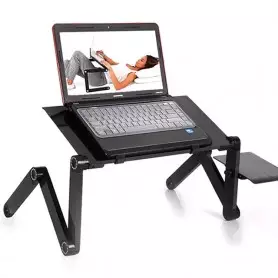Table d'ordinateur portable pliante, rotative US, 48x26 cm, usage domestique, bureau, portable et pratique, noir