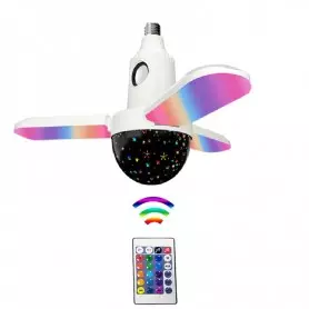 Ampoule ventilateur LED de musique, Star Starry Music, 3 ailles, Bluetooth, Télécommande, multicolore