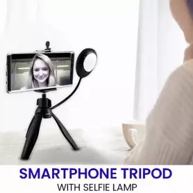 Mini trépied flexible, rotative 360° pour smartphone avec lampe à selfie