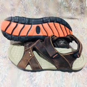 Sandales en cuir SUONIAO (SASU-002), décontractées  pour hommes - Marron/ noir