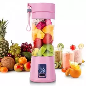 Bouteille mixeur, extracteur de jus de fruits, 380 ml portable, électrique, USB rechargeable, rose