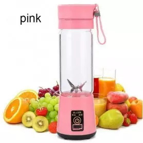 Bouteille mixeur, extracteur de jus de fruits, 380 ml portable, électrique, USB rechargeable, rose
